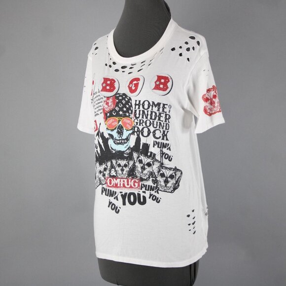 Lauren Moshi Sz M White Black Red CBGB Home Of Underground Rock 100% Cotton Top - Picture 4 of 16
